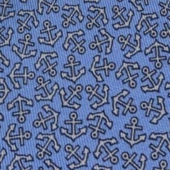 100% REAL HERMES TIE ~LIGHT BLUE WHITE SHIP SAILING BOATS ANCHORS NAUTICAL XL
